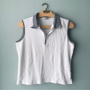 🌱5/$25🌱 Stephanie Rogers | by Fashion Trend White Gingham Quarter-Zip Tank Top
